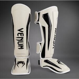 Venum White Black Elite Standup MMA Shinguards Size L